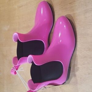 SEVEN7 Womens Dover Pink Ankle Pull On Wellies Rain Boots Shoes NWT